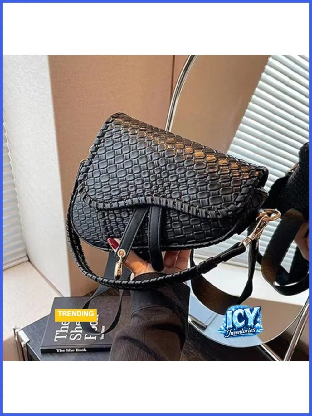 Women Saddle Shoulder Bag Clutch Purse Crossbody Satchel Handbag Woven